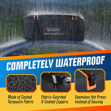 Scombi Military-Grade Waterproof Rooftop Cargo Carrier – 19 Cubic Ft. with 4 Door Hooks, Zipper/Buckle Closure, Extra Strap – Black Roof Bag for Cars with or Without Rack