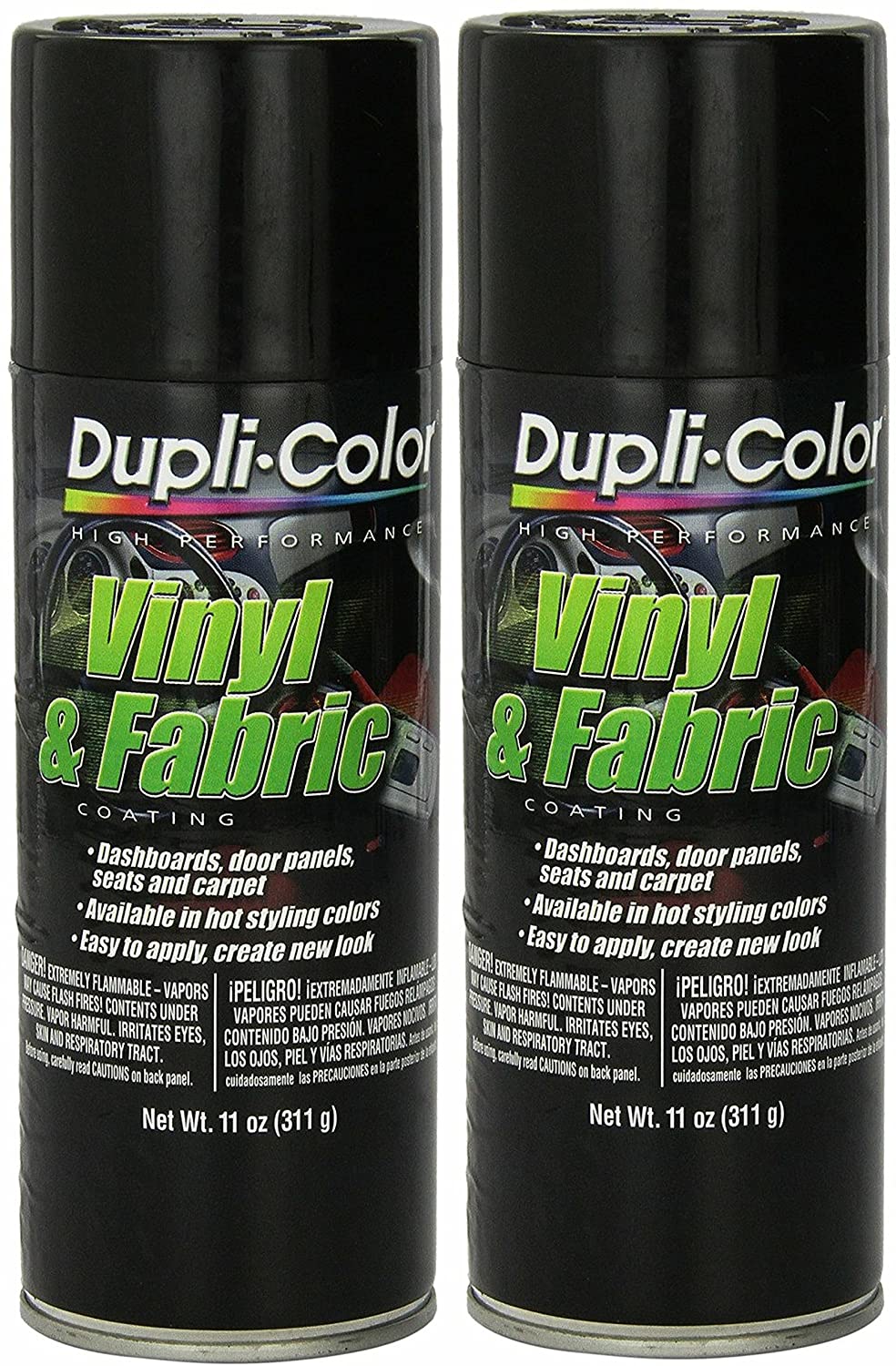 Dupli-Color HVP104 Gloss Black Vinyl & Fabric Coating 11 oz. Aerosol (2 Pack)