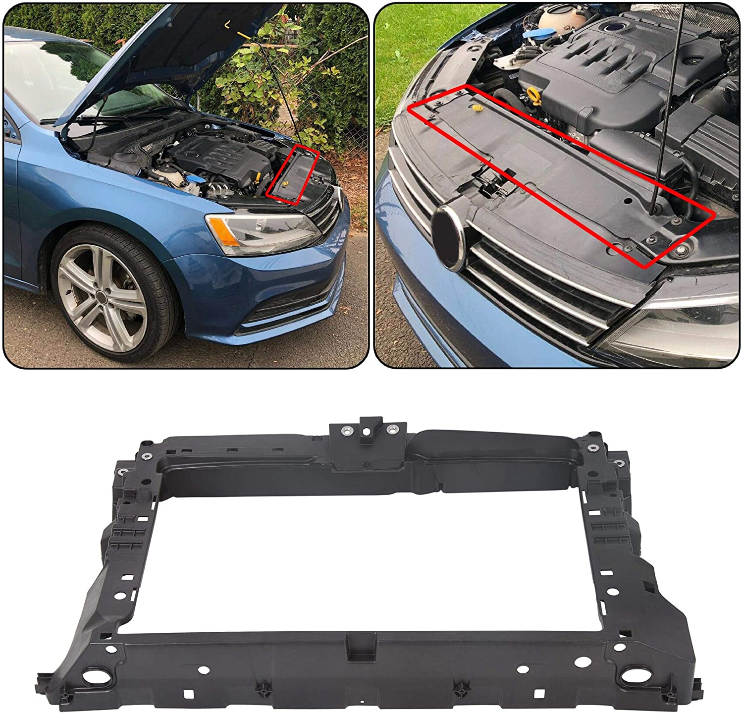 HECASA Front Center Radiator Support Assembly Fits 2011-2018 Volkswagen Jetta Replacement for Part #5C6805588R VW1225135