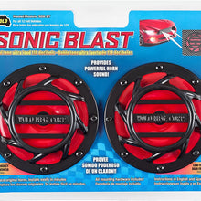 Wolo (308-2T) Sonic Blast Red and Black Painted Horns - 12 Volt, Low and High Tone