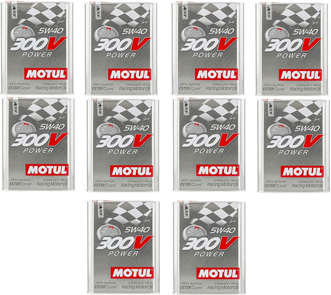 Motul 104242 Set of 10 300V Power 5W-40 Motor Oil 2-Liter Bottles