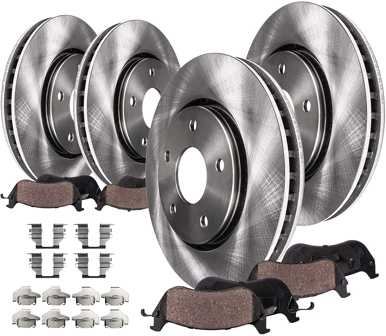 Detroit Axle - FRONT & REAR Brake Kit Rotors & Ceramic Brake Kit Pads w/Hardware fits 2008 2009 2010 2011 2012 2013 Nissan Rogue