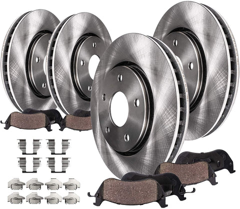 Detroit Axle - All (4) Front and Rear Disc Brake Kit Rotors w/Ceramic Pads w/Hardware