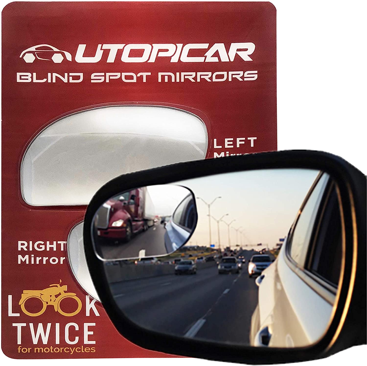 Blind Spot Mirrors. Unique design Car Door mirrors/Mirror for blind side engineered by Utopicar for larger image and traffic safety. Awesome rear view! [frameless design] (2 pack)