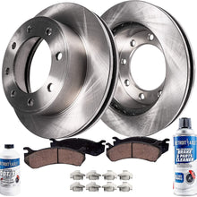 Detroit Axle - Pair (2) Rear Disc Brake Kit Rotors w/Ceramic Pads w/Hardware & Brake Kit Cleaner & Fluid for 2003 2004 2005 2006 2007 2008 Dodge Ram 2500 3500 SRW DRW - [2006-2008 Ram 1500 Mega Cab]