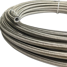 PTFE Teflon Hose 6 AN Stainless Steel Braided Oil Fuel Gas Line E85 for Fluids, Water, Alcohol, Transmission, Clutch, Nitrous, Power Steering, Oiling, Coolant, Methanol. Silver, 10 feet