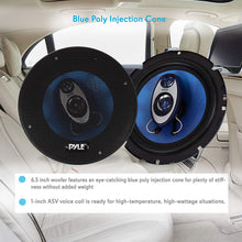 6.5" Three-Way Sound Speaker System - 180 W RMS/360W Power Handling w/ 4 Ohm Impedance and 3/4'' Piezo Tweeter for Car Component Stereo, Round Shaped Pro Full Range Triaxial Loud Audio - Pyle PL63BL