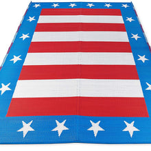 Camco 42839 RV Awning & Outdoor Mat, 6-Feet x 9-Feet, Patriotic Design - The Perfect Multi-Purpose Outdoor Accessory - Keeps Dirt from Being Tracked in Your RV or Home