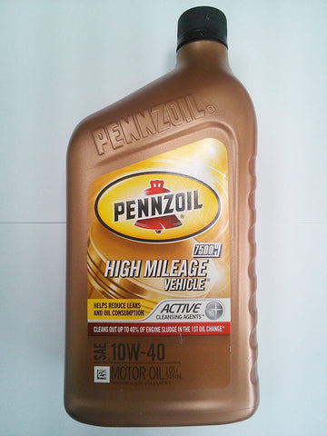 Pennzoil 550022829 High Mileage Vehicle 10W40 Motor Oil - 1 Quart Bottle