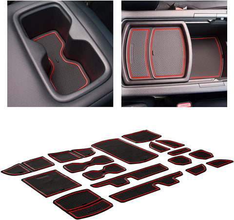 CupHolderHero for Honda Accord 2018-2020 Custom Liner Accessories – Premium Cup Holder, Console, and Door Pocket Inserts 17-pc Set (Red Trim)