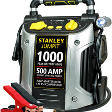 STANLEY J5C09 JUMPiT Portable Power Station Jump Starter: 1000 Peak/500 Instant Amps, 120 PSI Air Compressor, USB Port, Battery Clamps