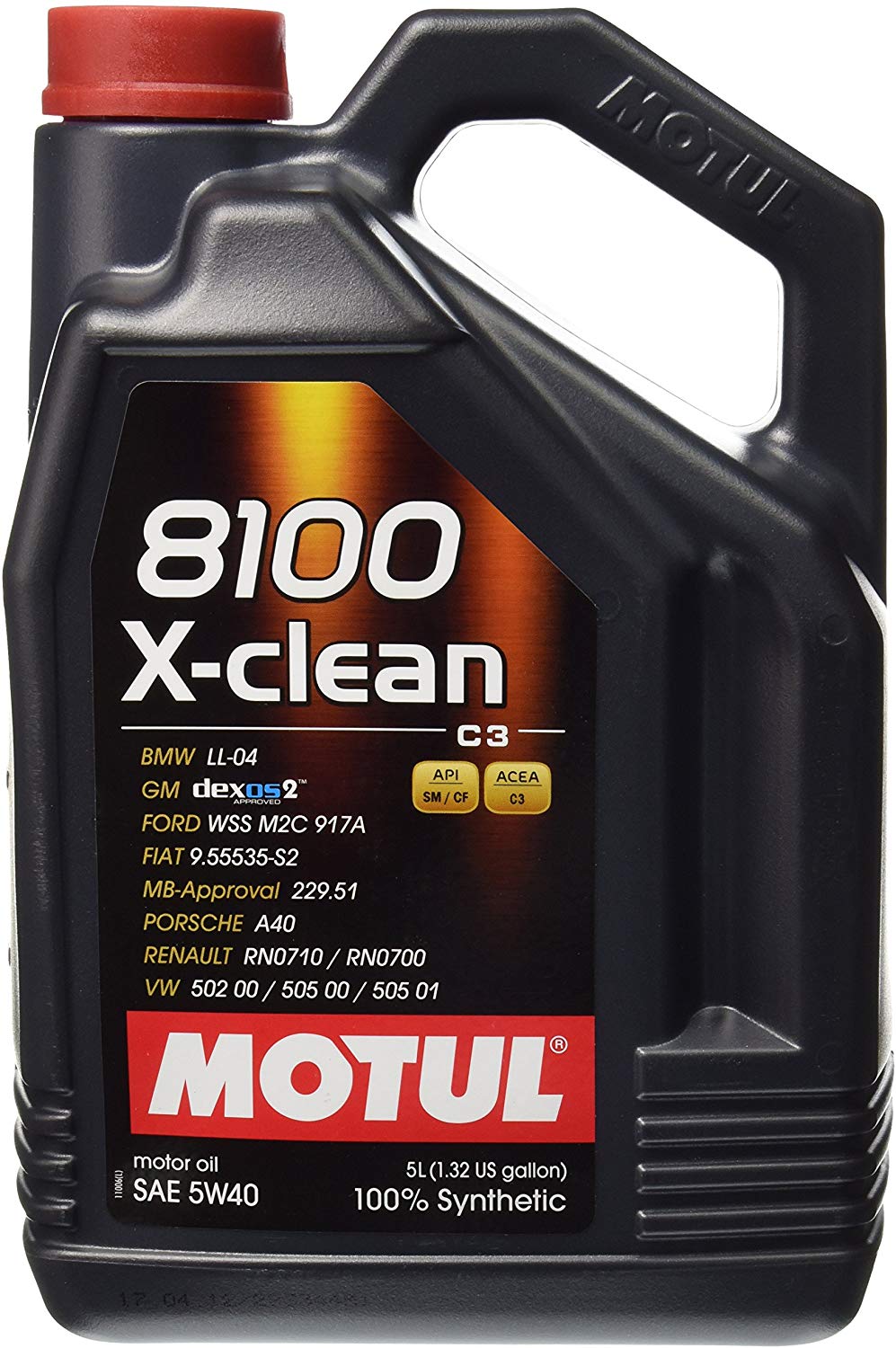 Motul (2051) 8100 X-Clean 5W-40 Synthetic Engine Oil, 5 Liter