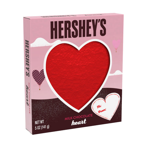 HERSHEY'S, Solid Milk Chocolate Valentine's Day Heart Candy, 5 ounce Gift Box
