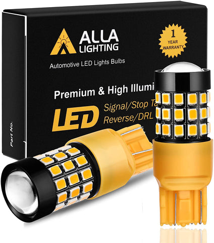 Alla Lighting Super Bright T20 7440 7443 LED Turn Signal Light Bulbs WY21W 7440NA 7444NA 7440 7443 LED Bulbs High Power 2835 Chipsets 7440 7443 Amber Yellow Cars Trucks Blinker Lights Lamp Replacement