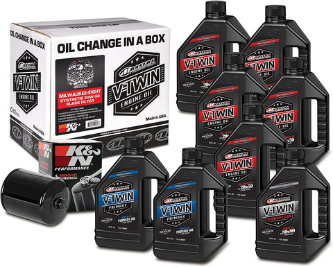 Maxima Racing Oils Black 90-129018B Milwaukee-Eight Synthetic 20W-50 Filter Complete Oil Change Kit, 256. Fluid_Ounces