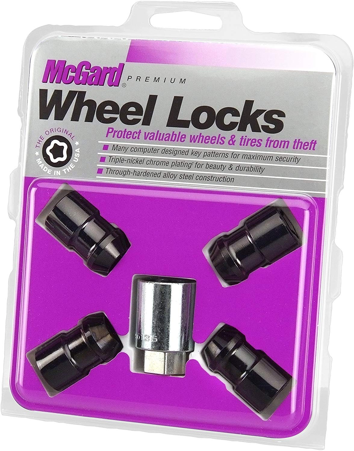 McGard 24026 Black Cone Seat Wheel Locks (M12 x 1.5 Thread Size) - Set of 4