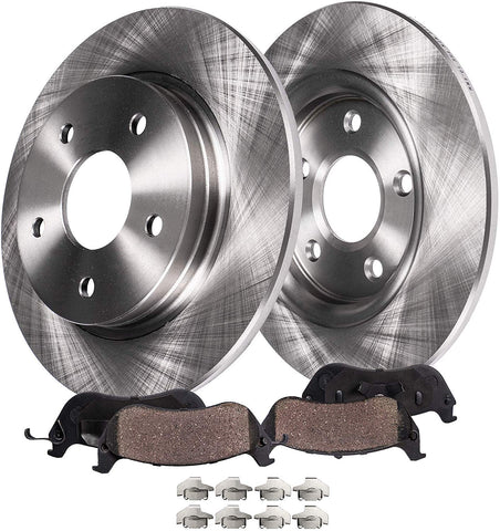 Detroit Axle - REAR Brake Kit Rotors & Brake Kit Pads w/Clips Hardware Kit Premium GRADE for 2006-2011 Ford Fusion Lincoln Zephyr/MKZ] - 06-13 Mazda 6 NO Speed - [2006-2011 Mercury Milan]