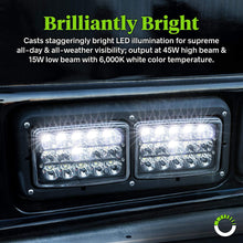 4pc 4x6 LED Headlights [45W] [H4 Socket] [Black-Finish] [High/Low Sealed Beam] H4652 H4666 H6545 H6054 H4651 H4656 4x6 LED Headlight for Peterbilt Kenworth Trucks Ford Van & More