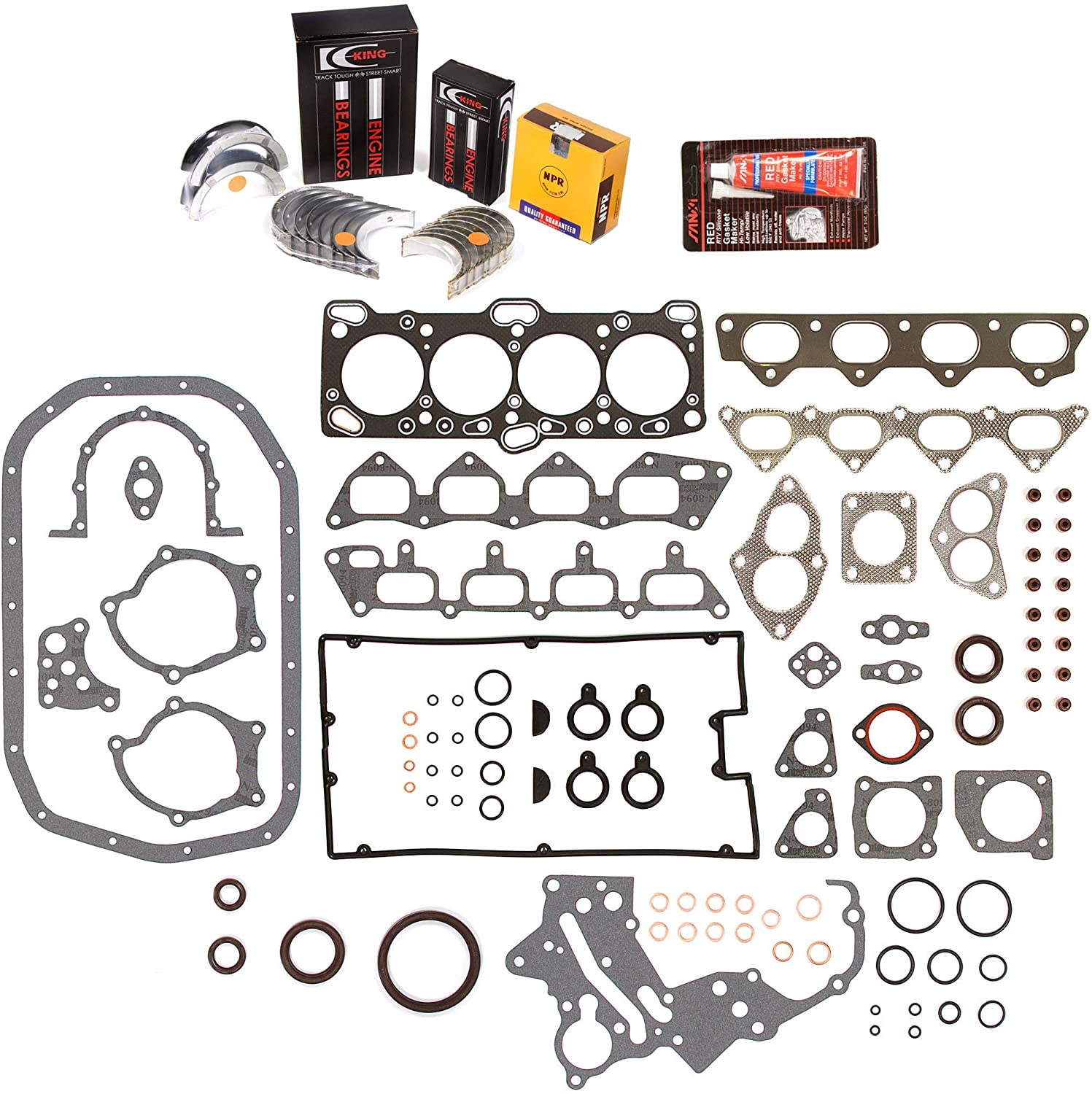 Evergreen Engine Rering Kit FSBRR5005��� Compatible With 89-92 Mitsubishi Eagle Plymouth 2.0 4G63 4G63T Full Gasket Set, Standard Size Main Rod Bearings, Standard Size Piston Rings (Pistons Standard Main Standard | Rod Standard)