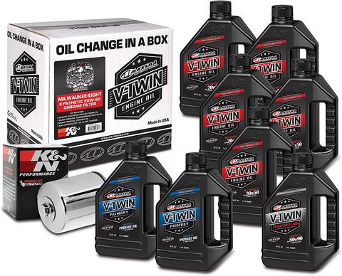 Maxima Racing Oils Chrome 90-129018C Milwaukee-Eight Synthetic 20W-50 Filter Complete Oil Change Kit, 256. Fluid_Ounces