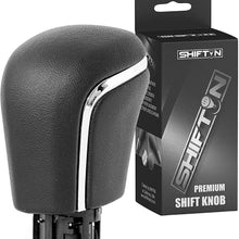 SHIFTIN Black Leather Gear Shift Knob Shifter for Toyota Camry Corolla Avalon (Punched Black Leather/Carbon Fiber)
