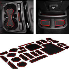 CupHolderHero for Jeep Wrangler Accessories 2018-2021 Premium Custom Interior Non-Slip Anti Dust Cup Holder Inserts, Center Console Liner Mats, Door Pocket Liners 24-pc Set (4-Door) (Red Trim)