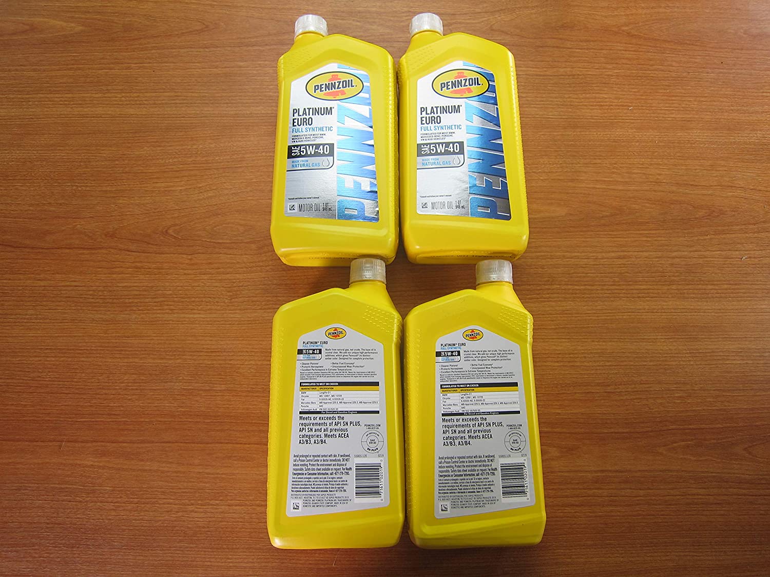 Mopar 2012-2019 Dodge Fiat Jeep Platinum Euro Full Synthetic 5W-40 Pennzoil Oil 4 Qts.