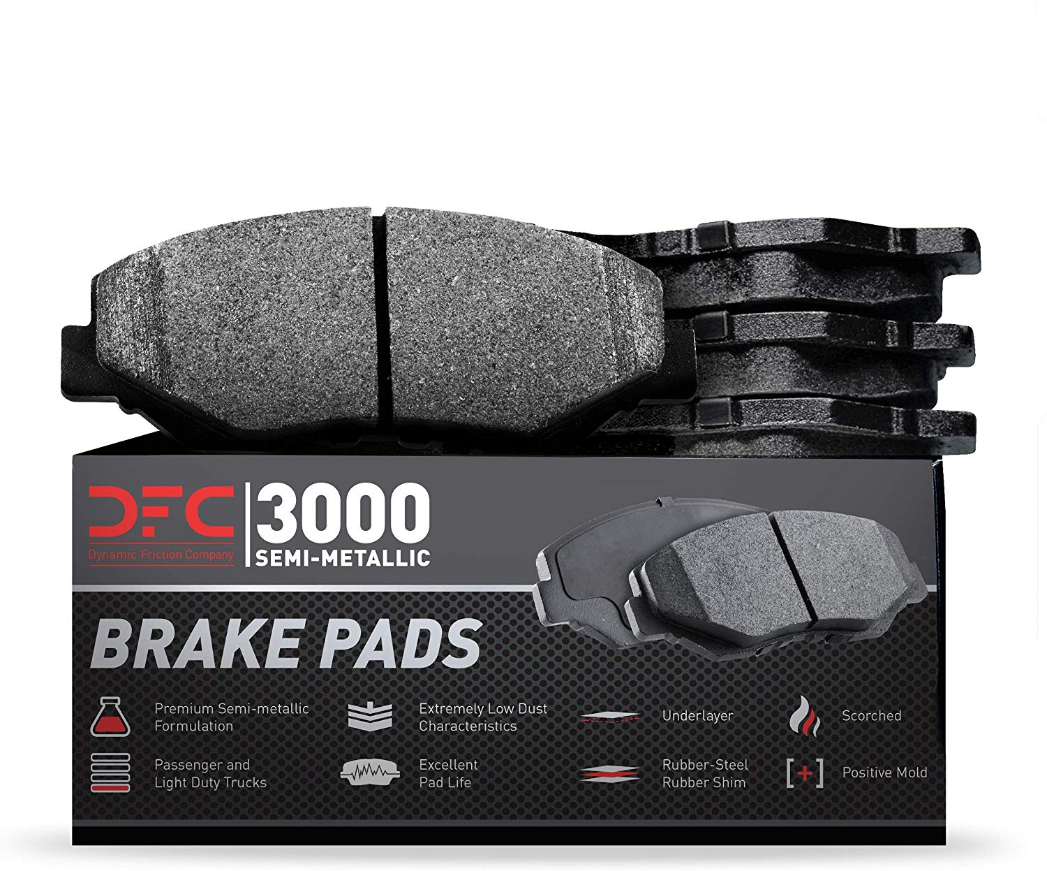 Front Dynamic Friction Company 3000 Semi-Met Brake Pads 1311-1164-00
