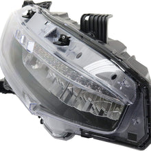 Headlight Compatible For 2016-2019 Honda Civic Right Passenger LED With bulb(s)