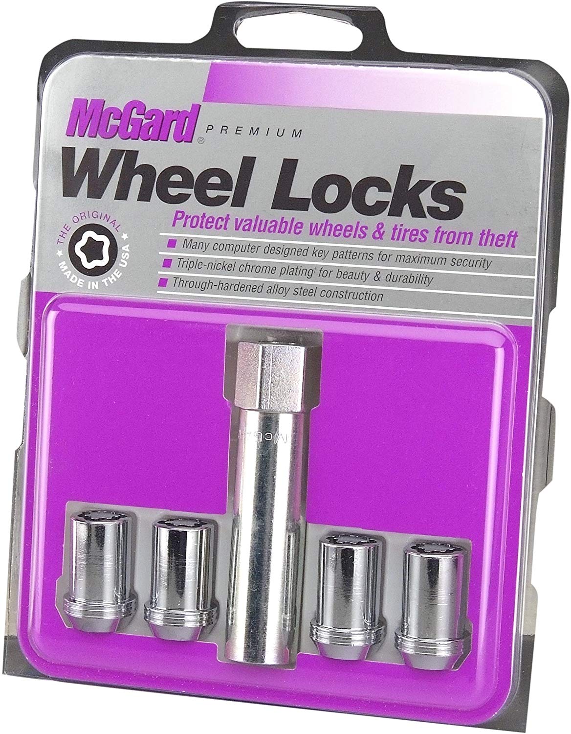 McGard 25257 Chrome Tuner Style Cone Seat Wheel Locks (M12 x 1.5 Thread Size) - Set of 4