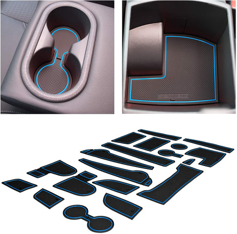CupHolderHero for Hyundai Kona Accessories 2018-2021 Premium Custom Interior Non-Slip Anti Dust Cup Holder Inserts, Center Console Liner Mats, Door Pocket Liners 19-pc Set (Blue Trim)