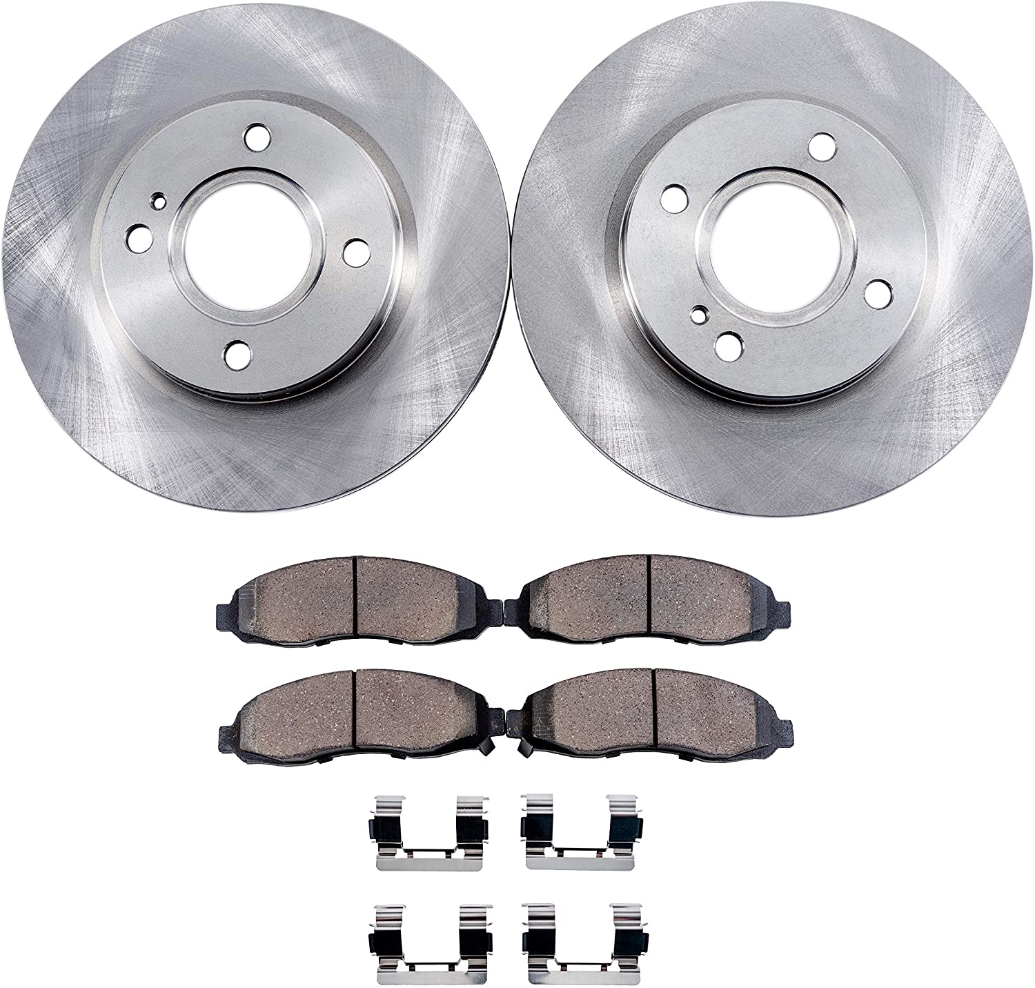 Detroit Axle - Rear Disc Brake Kit Rotors & Ceramic Pads w/Clips Hardware Kit Premium GRADE for 1997-2006 Hyundai Elantra - [1997-2001 Hyundai Elantra]