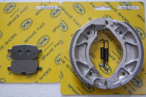 FRONT&REAR BRAKE PADS SHOES+Springs for YAMAHA 2002-2011 Zuma 50 BWs 50 YW50 Zuma (LD224 SK217WS)