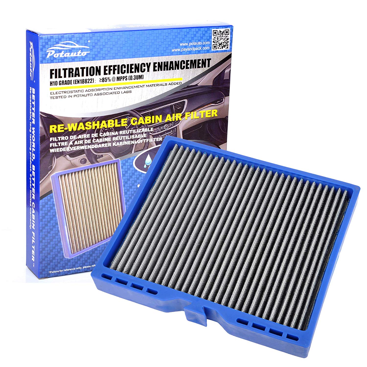 Potauto MAP 5007 Re-Washable Cabin Air Filter Cleans Airflow for Buick, Cadillac, Chevrolet, SAAB