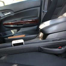 iJDMTOY (2) Black Leather Extra Long Car Side Pocket Organizers, Seat Catcher Holders Compatible With Key, Wallet, Phone, Sunglasses, etc