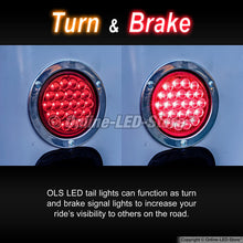 2pc 4" Inch Round LED Trailer Tail Lights [DOT Certified] [Stainless Steel Chrome Bezel] [Connector Plug Included] Stop Brake Lights for Trucks RV Jeep