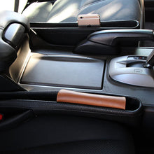 iJDMTOY (2) Black Leather Extra Long Car Side Pocket Organizers, Seat Catcher Holders Compatible With Key, Wallet, Phone, Sunglasses, etc