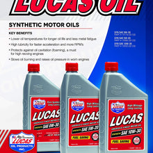 Lucas Oil 10050 SAE 10W-30 Synthetic Motor Oil - 1 Quart Bottle