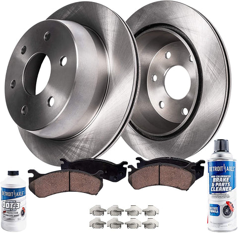 Detroit Axle - 6LUG Pair (2) Rear Disc Brake Kit Rotors w/Ceramic Pads w/Hardware & Brake Kit Cleaner & Fluid for 1999-2000 Chevy Silverado 1500 / GMC Sierra 1500