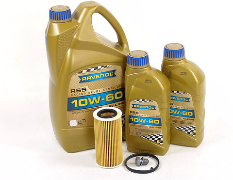Blau J1A5116 Motor Oil Change Kit - Compatible with 2012-13 Audi TTRS w/ 5 Cylinder 2.5T Engine - Racing Oil 10w60
