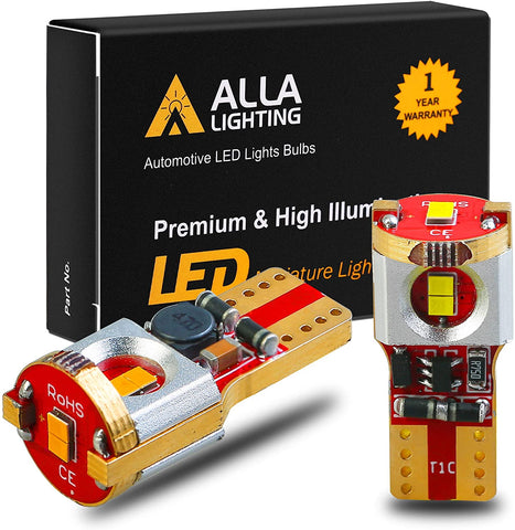 Alla Lighting Newest 194 LED Bulbs Super Bright T10 175 168 2825 W5W ZS SMD 12V LED Bulbs for Car License Plate Tag Interior Map Dome Trunk Courtesy Lights, Amber Yellow