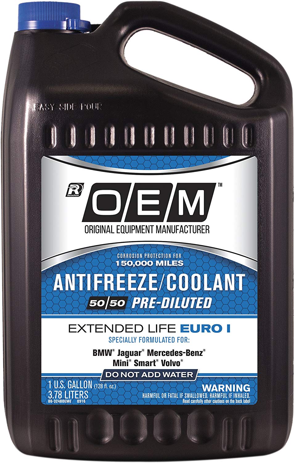 OEM 86-324BOEME Premium Antifreeze 50/50 Extended Life-Euro I Blue, 128. Fluid_Ounces