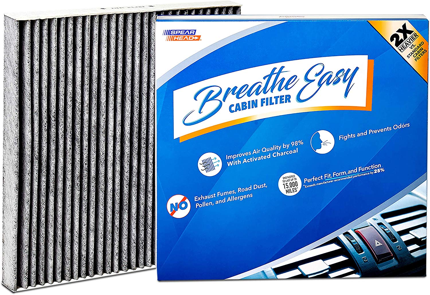 Spearhead Premium Breathe Easy Cabin Filter, Up to 25% Longer Life w/Activated Carbon (BE-134)