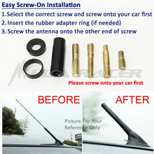 1 x JDM Style Black 4.9" in / 124 mm Real Carbon Fiber Screw Type Short Stubby Antenna Replace Auto Car SUV Sedan Coupe