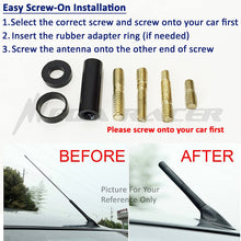 1 Pc Polished Black 3" in / 76 mm 100% Carbon Fiber Screw Type Short Aluminum Antenna Replace Sport Auto Car SUV AM/FM