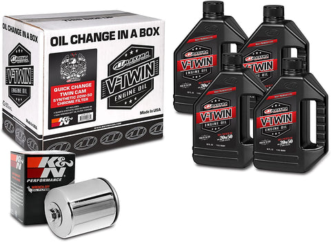 Maxima Racing Oils Chrome 90-119014C Quick Twin Cam Synthetic 20W-50 Filter Engine Oil Change Kit, 128. Fluid_Ounces