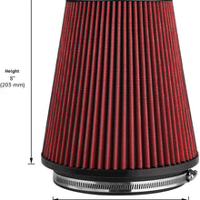 Cartman Universal Clamp-On Engine Air Filter, Washable, Neck: 5.98" (152mm); Top: 5" 127mm; Height: 8" (203mm); Base: 7.52" (191mm), Red