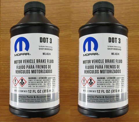 Mopar Chrysler Dodge Jeep Ram Dot 3 Brake Fluid 12 FL OZ Set of 2 OEM