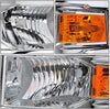 For Chevy Silverado Pair of GMT K2XX Chrome Housing LED Headlight W/Amber Signal + H8 LED Conversion Kit W/Fan