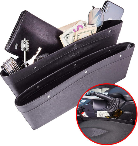 Matuku Car Console Organizer Gap Filler - Seat Gap Filler Car Seat Gap Organizer, Car Accessories Interior with Premium PU Leather, Car Pocket Organizer - Set of 2 for Phone Money Cards Keys Remote